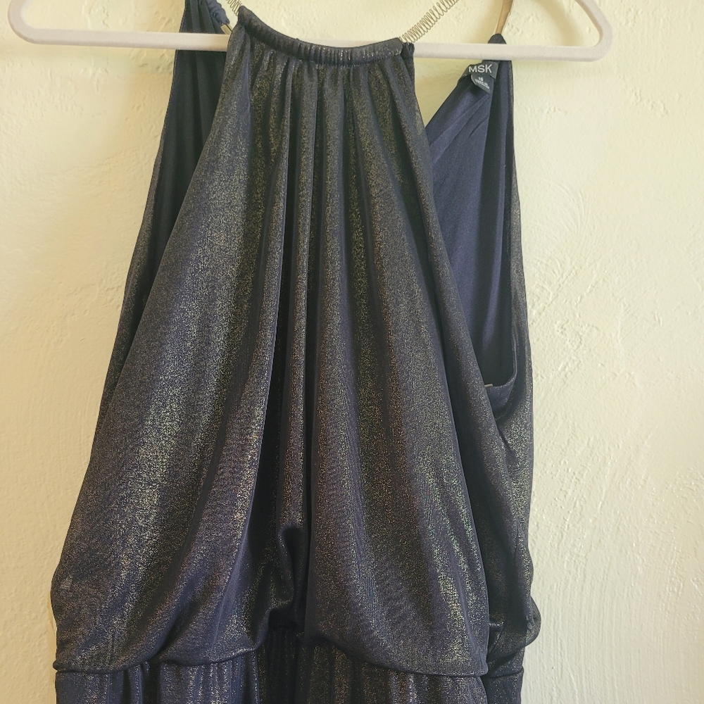 Dark blue and gold shimmer formal dress